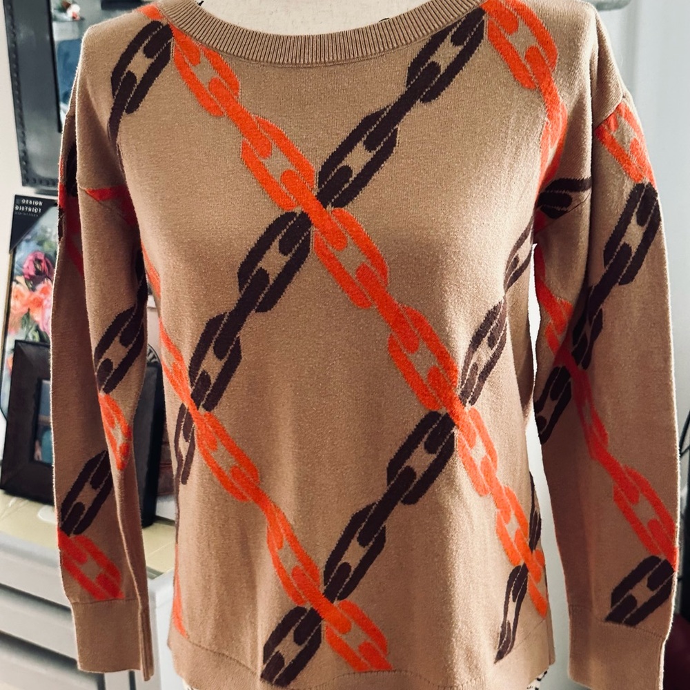 Talbots Chain Pattern Tan Sweater - image 2